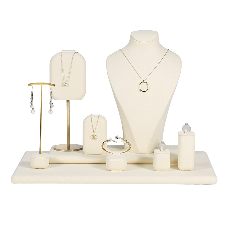 Jewelry Window Jewelry Display Stand Counter Display Set Set Round Necklace Earrings Ring Bracelet Jewelry White