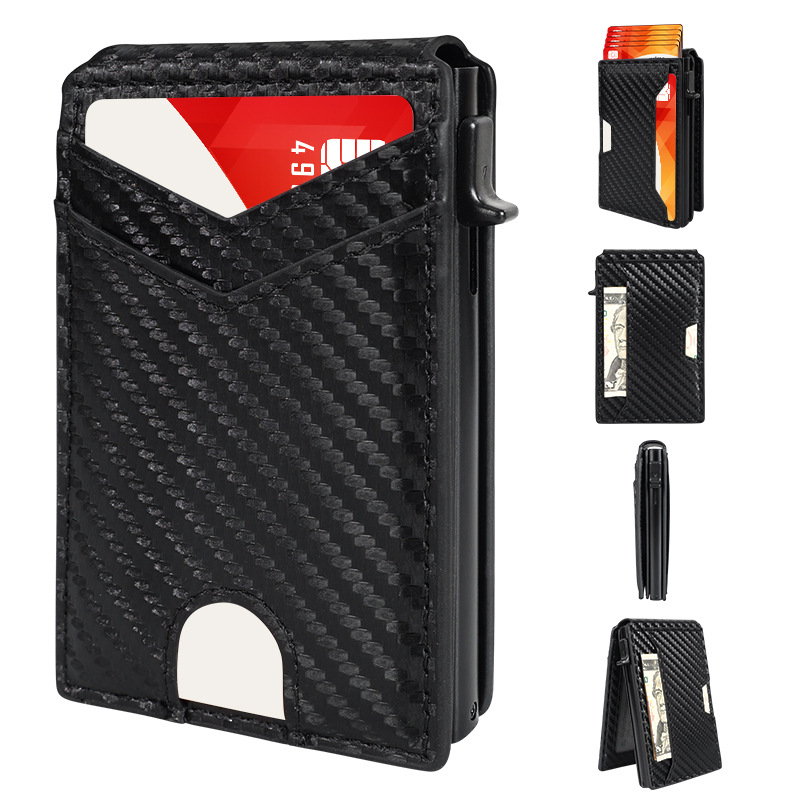 Multi-slot aluminum alloy card holder, RFID anti-theft, microfiber wallet, business-style portable men's wallet, and ID card holder