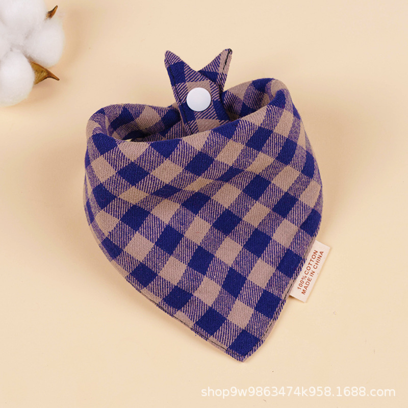 Bebé de algodón bebé babero triángulo BiB Snap de doble capa babero recién nacido niños bufanda a cuadros cuatro estaciones