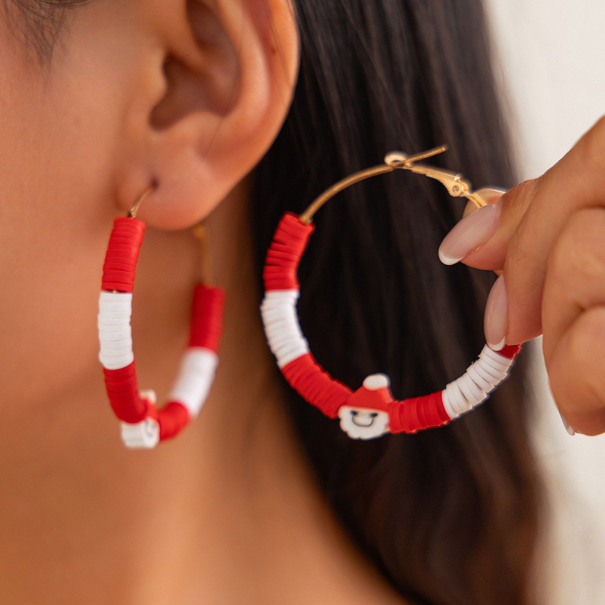 Colorful Soft Ceramic Set With Personalized Hand Drawn Geometric Earrings For Women_voghion.com