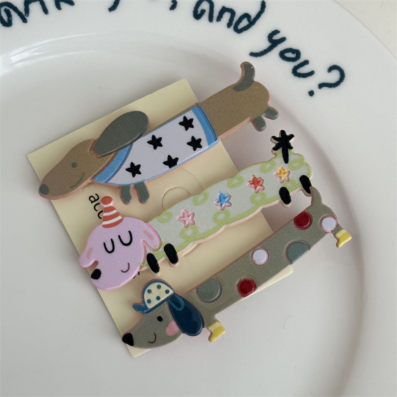 Forcina per capelli a forma di cucciolo, dolce, ragazza dei cartoni animati, a forma di cuore, a forma di becco d'anatra, lunga, con frangia, fermaglio per capelli spezzati, accessori per capelli Nuovo_voghion.com