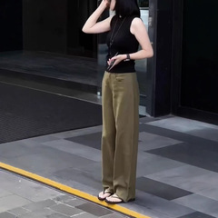 25635 新しい大愛美源 2025 夏の新しいシンプルなノースリーブベストハイウエストカジュアルワイドレッグパンツ痩身女性