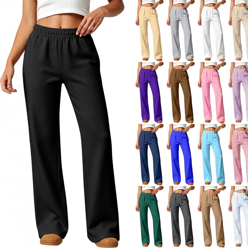 New cross-border Amazon men's and women's high-waisted wide-leg sweatpants, loose-fitting, solid-color, casual, straight-leg athletic pants, in stock, solid color New cross-border Amazon men's and women's high-waisted wide-leg sweatpants, loose-fitting, solid-color, casual, straight-leg athletic pants, in stock, solid color