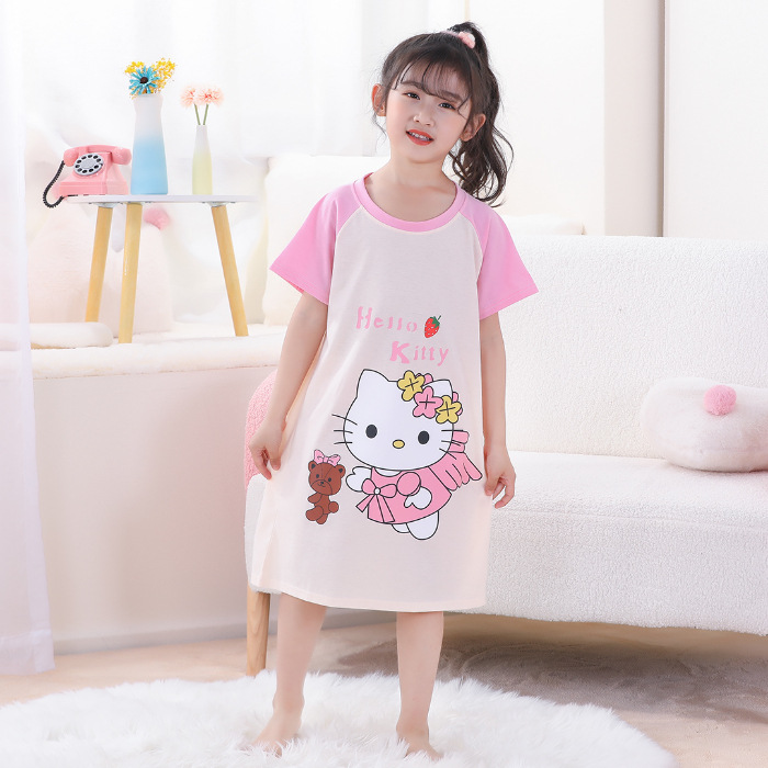 Pijama infantil princesa viento de verano nuevo pijama de niñas mangas cortas pacha perro vestido de dibujos animados ropa para el hogar
