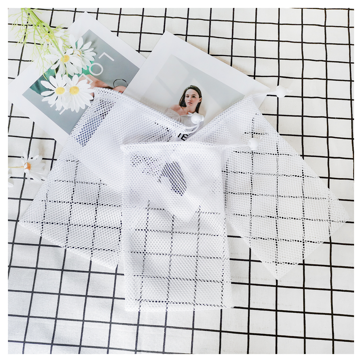 毛巾网布收纳袋涤纶包装网袋全网丝印束口袋抽绳运动色丁收口袋子