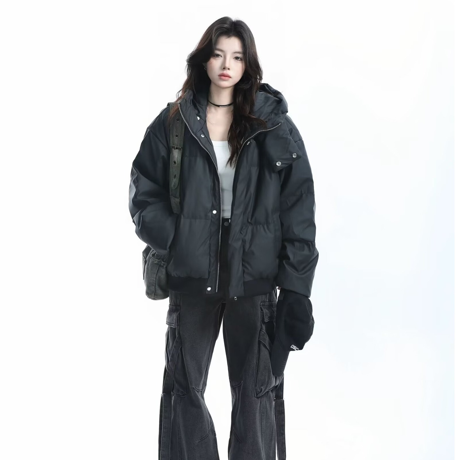 인터넷 유명한 복고풍 스탠드 칼라 다운 코튼 패딩 재킷 여성의 2024 겨울 새로운 따뜻한 코트 후드면 패딩 재킷면 패딩 재킷 새로운 패션