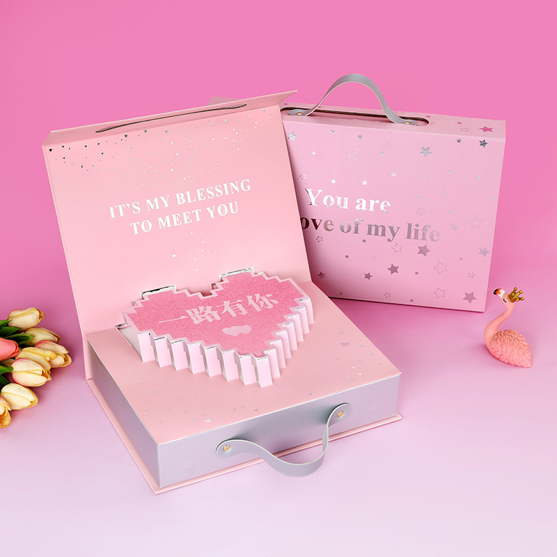 핑크색 상자; 스카프 상자 (안감 없음)