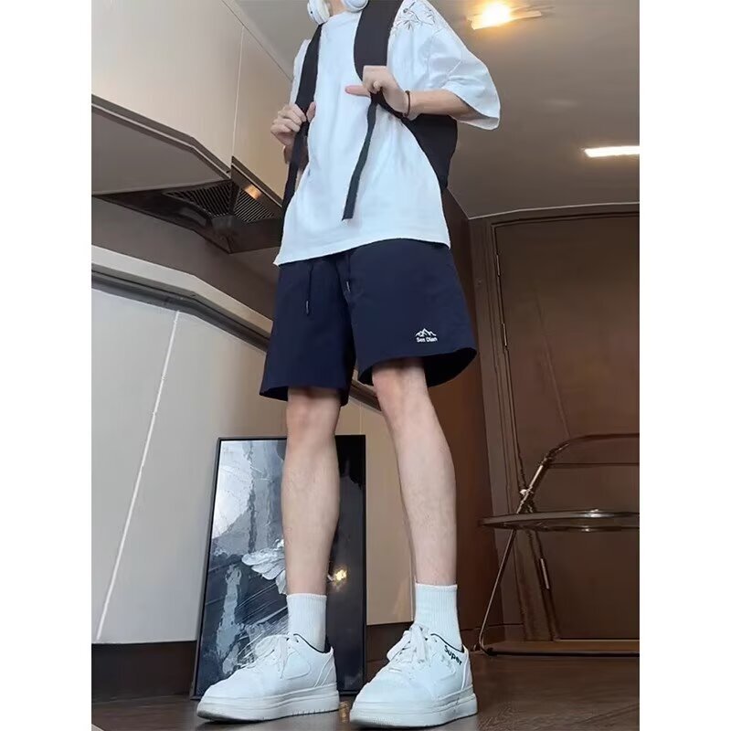 American Retro Summer Navy Blue Shorts Men's Thin Basketball Sports Youth Ice Silk Quick-Drying Casual Five-Point Pants