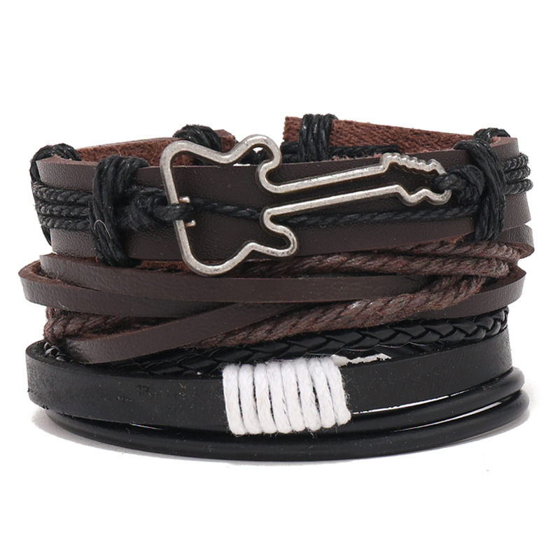 34g Weight Bangle Classification 1 Piece Quantity Street Occasion Pu Leather Material Solid Color Pattern Men's Gender Printing Design Hip-Hop, Retro Style Hip-Hop Retro Solid Color Pu Leather Printing Men's Bangle Men Cord & Leather Bracelets 5
