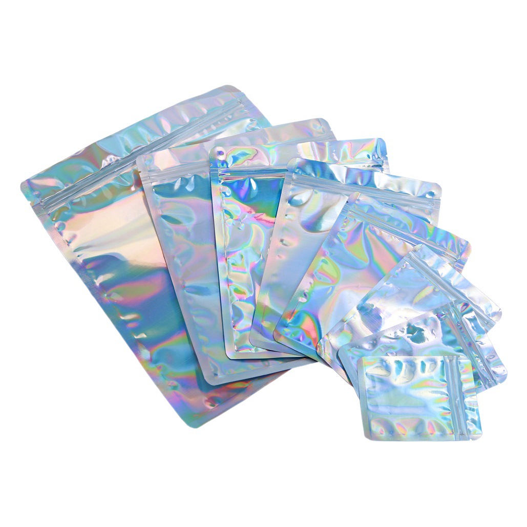 Láser transparente auto-Sellado bolsa de aluminio plateado flash Yin y Yang bolsa de hueso cable de datos de color bolsa de sellado Barra de embalaje de la joyería bolsa