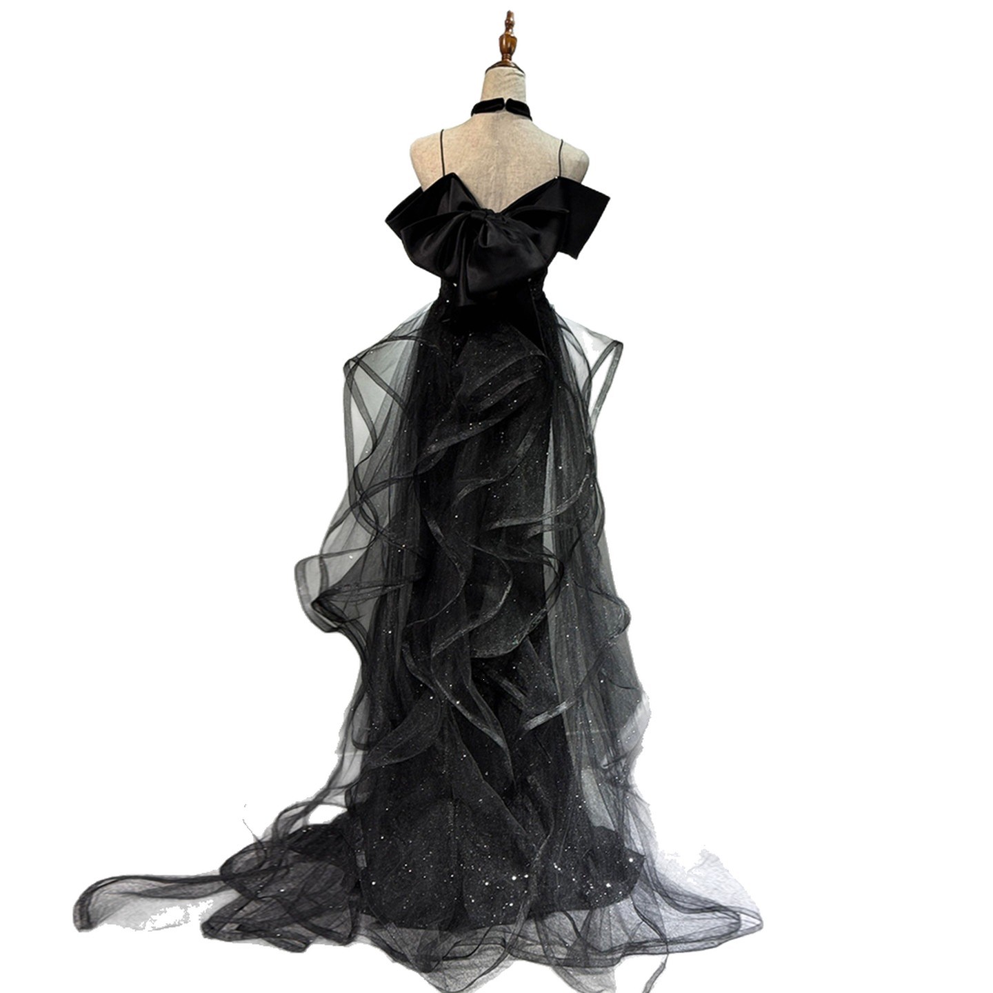 Black Sequined Halter Evening Gown Niche Fishtail Skirt For Women New Style Understated Luxury For Emcees Coming Of Age Ceremonies Annual_ecoleips.com