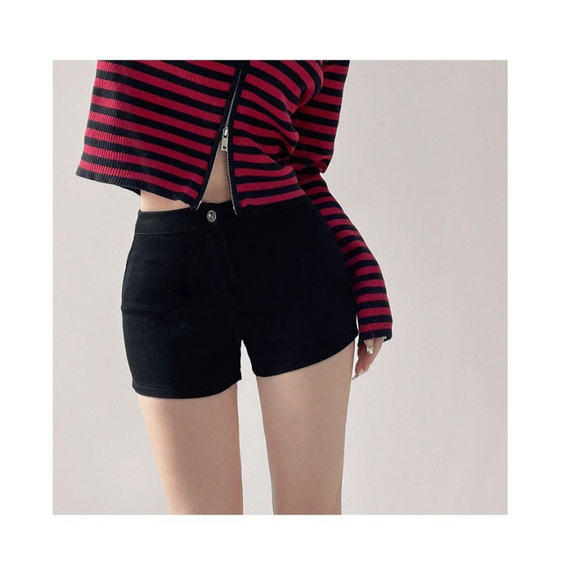 High Waist Hip Tight Denim Shorts Women's New 2024 Summer Outer Wear Spice Girl Slimming Hot Pants Washed