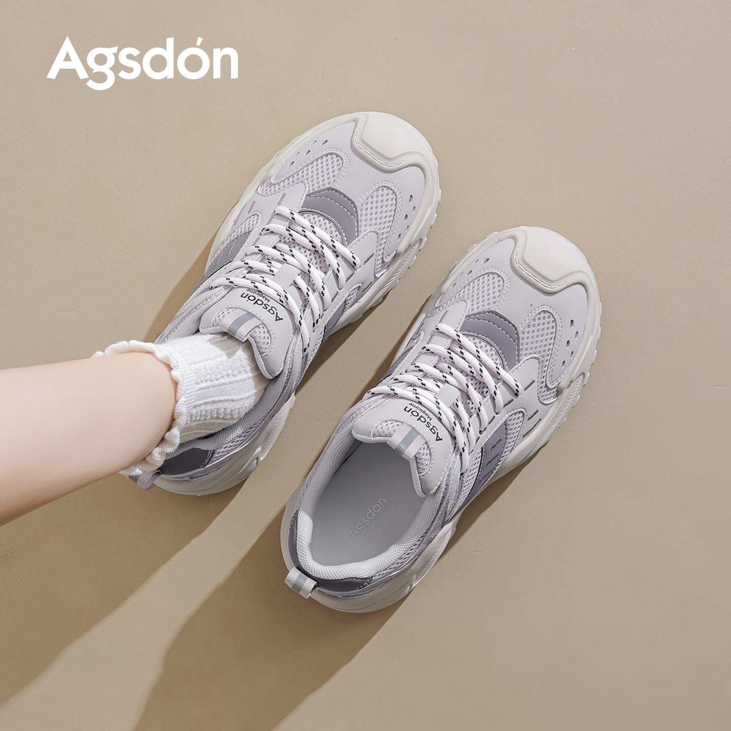 Augu Shi Deng zapatos para mujeres 2026 nueva primavera ligera con suela gruesa zapatos deportivos pequeños zapatos casuales morados