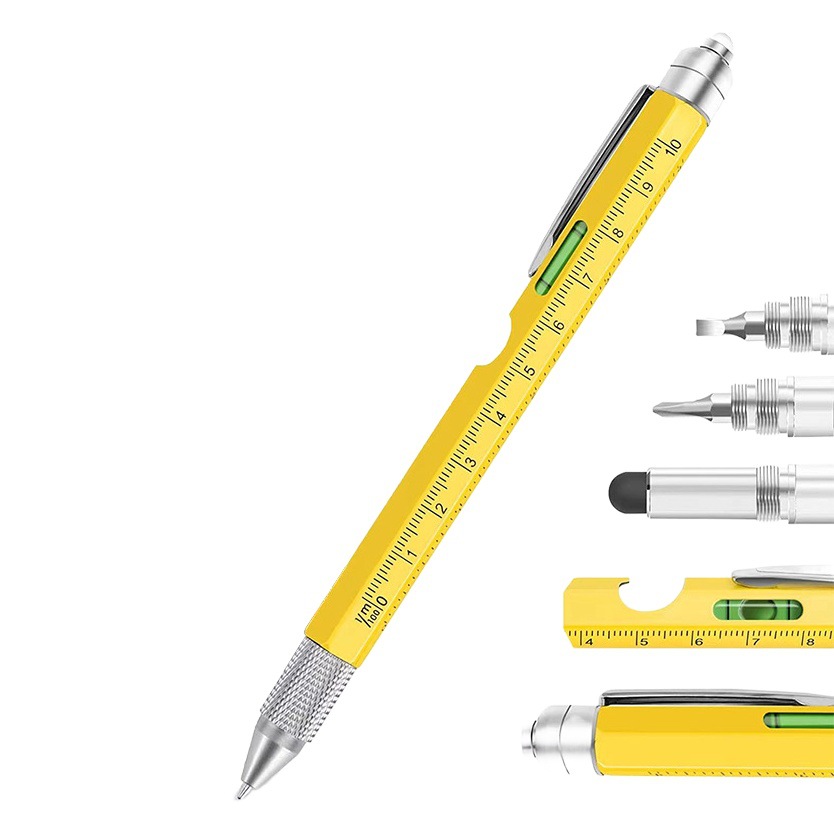 Al Aire Libre nueve en uno multifuncional abrebotellas titular herramienta pluma con luz LED pluma de la pantalla táctil pluma de metal pluma bolígrafo