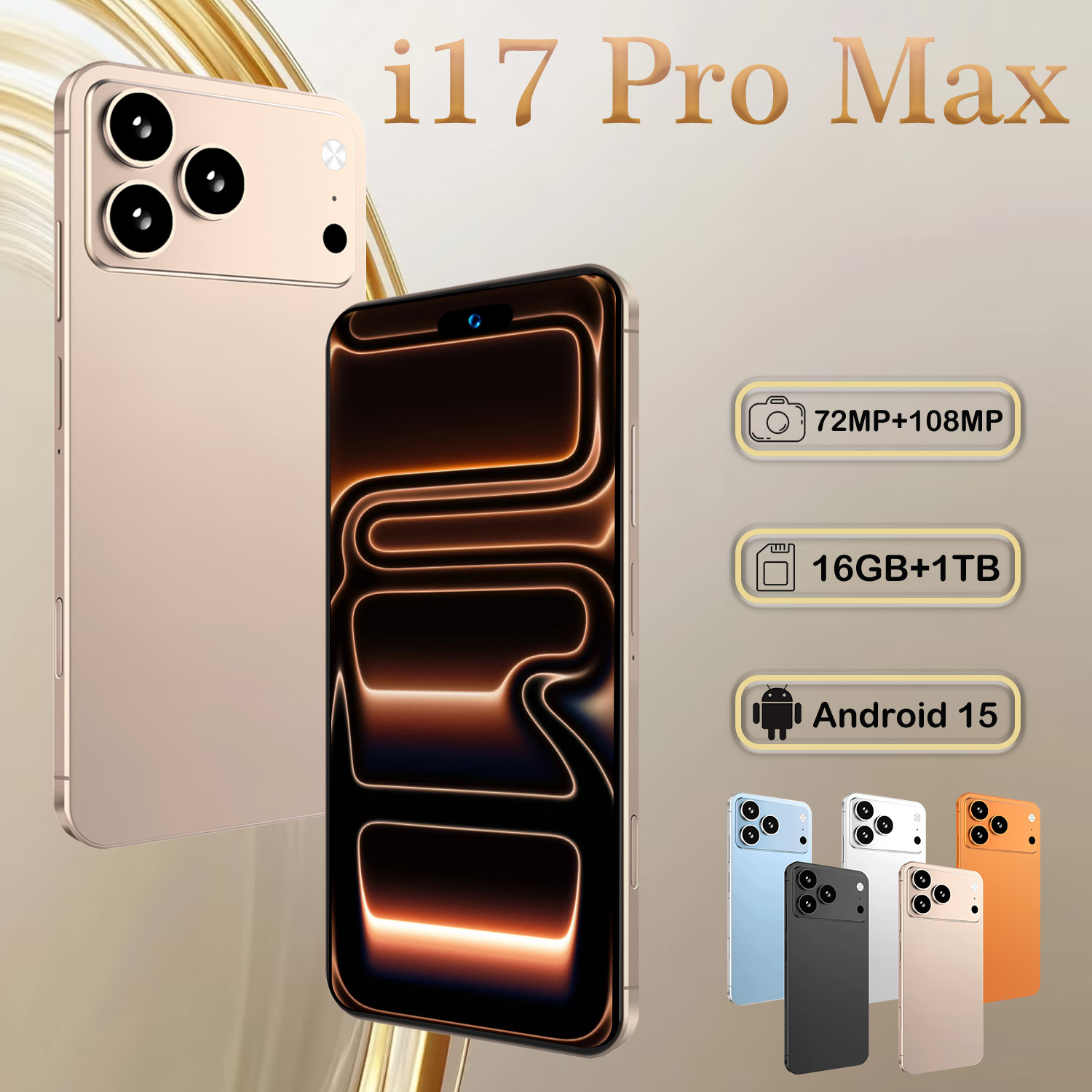 Cugo, (Cross-border trading), mobile phone, smartphone, intel core i17, 17 pro max, 4G, Android 15, 7.3 inch, (Physicals)
