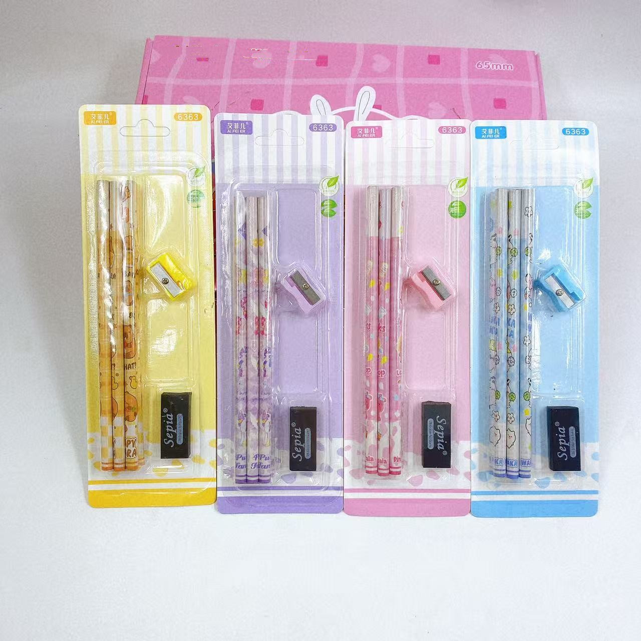 Kit de materiales escolares HB Pencil 6 paquetes de papelería infantil al por mayor para escribir, dibujar y dibujar lápiz al por mayor