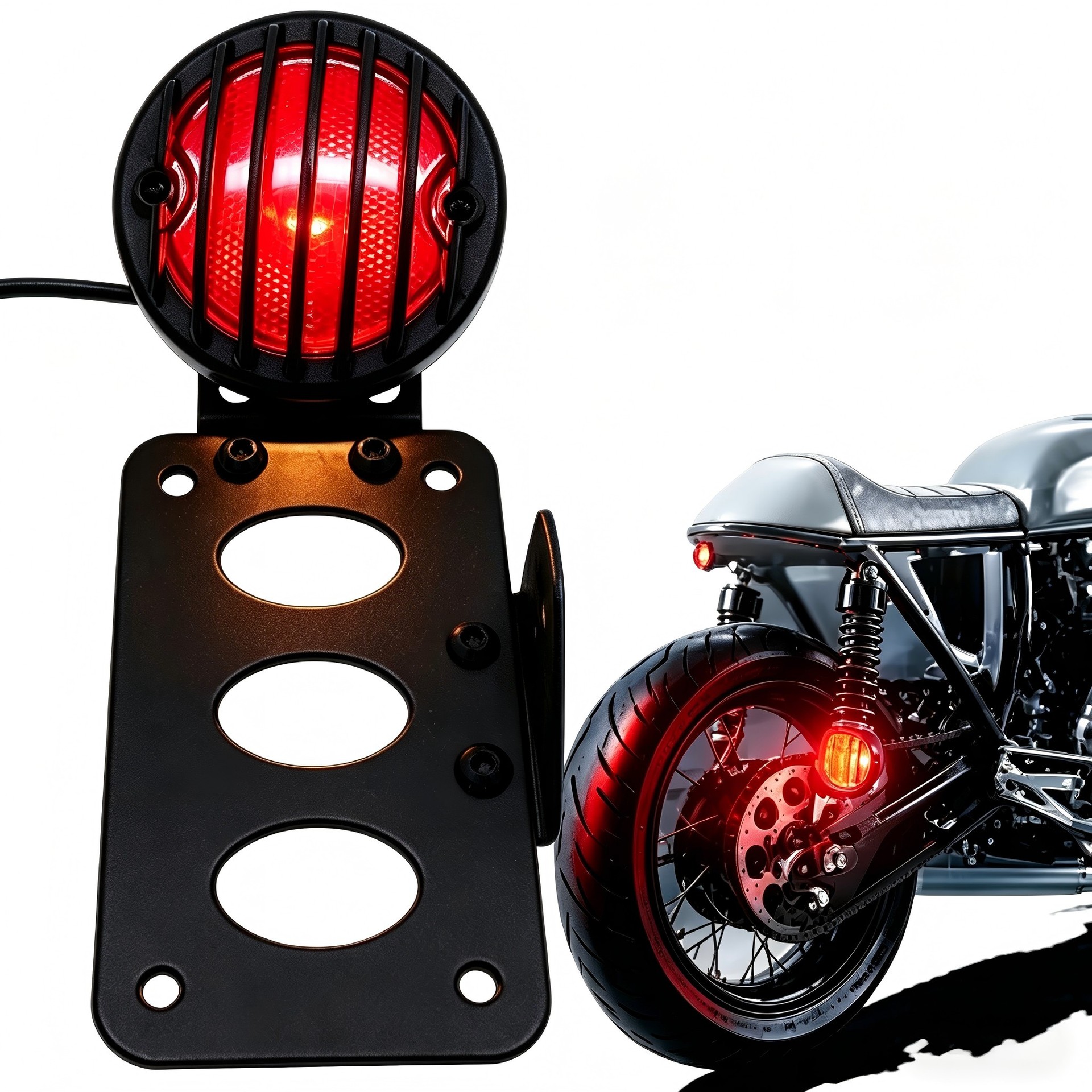 Off-road vehicle and motorcycle modified retro license plate holder with metal cover and tail light, suitable for Harley LED tail lights