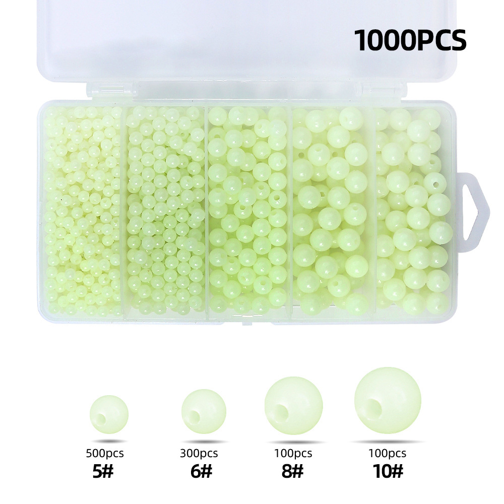 1000 Luminous Fishing Beads for Lure Fishing, Hard Anti-Collision and Anti-Tangle Fishing Beads, Fishing Accessories for Slip Floats and Rigging