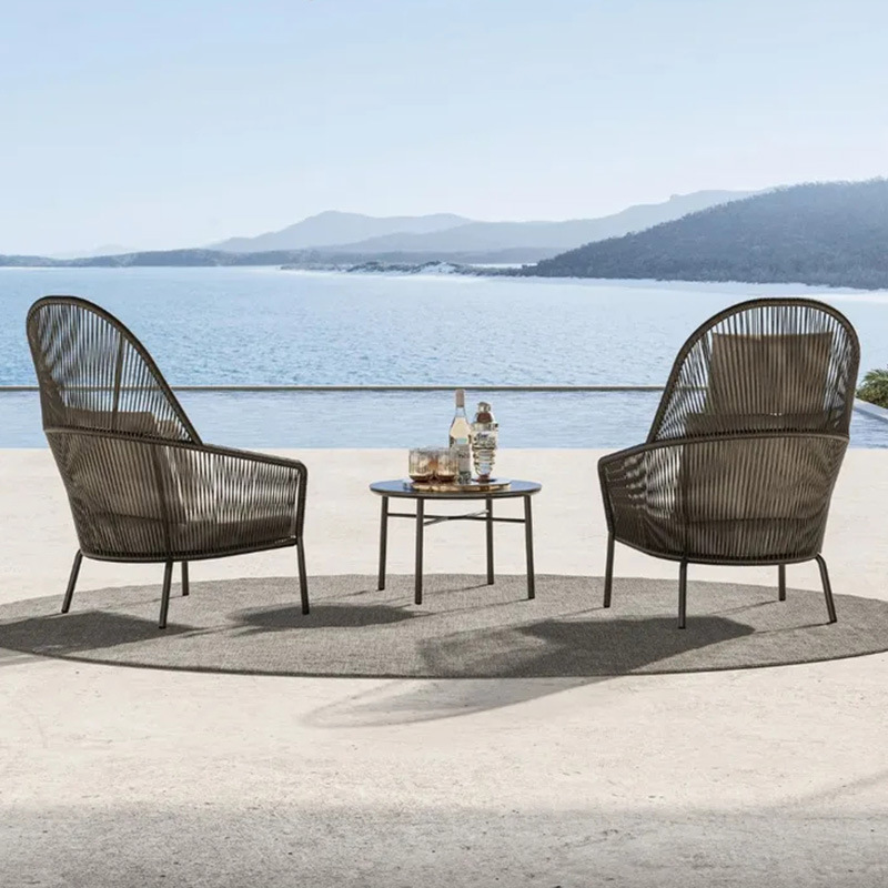 Nórdico ocio al aire libre tejido de ratán sofá al aire libre diseñador villa patio jardín terraza sofá impermeable combinación de sillas
