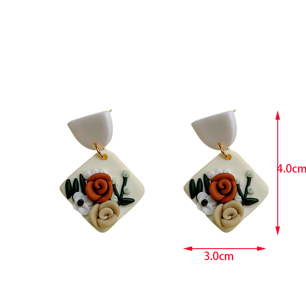 Simple Style Flower Soft Clay Stoving Varnish Women's Drop Earrings 1 Pair display picture 3