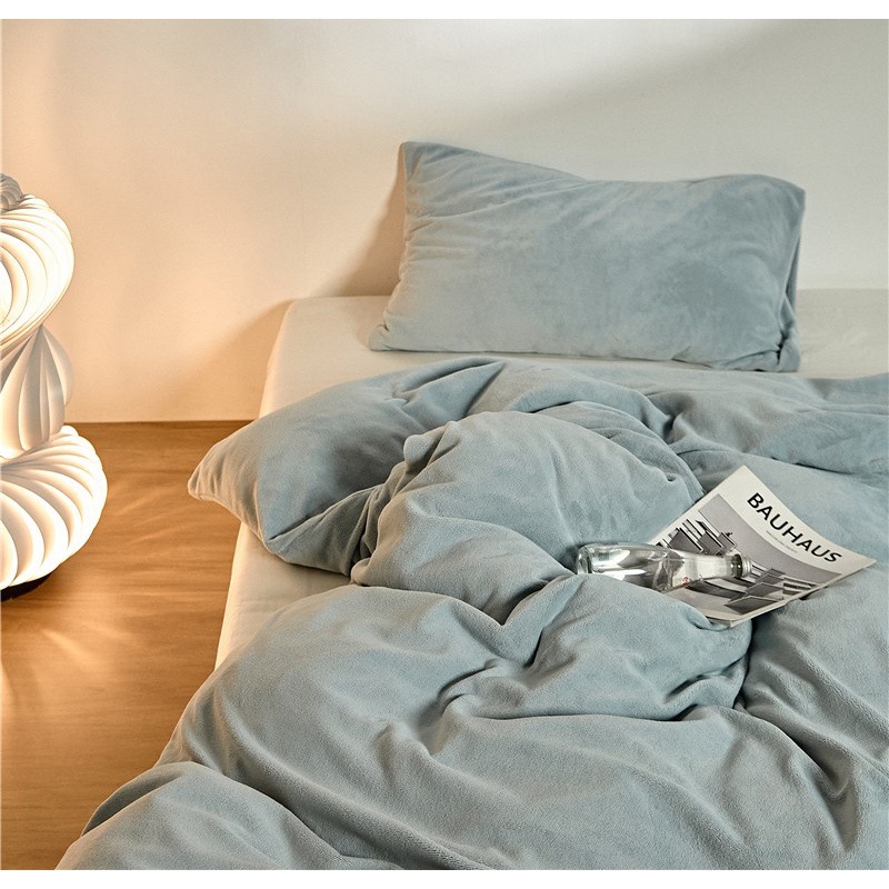 Solid color winter double-sided coral flannel duvet cover