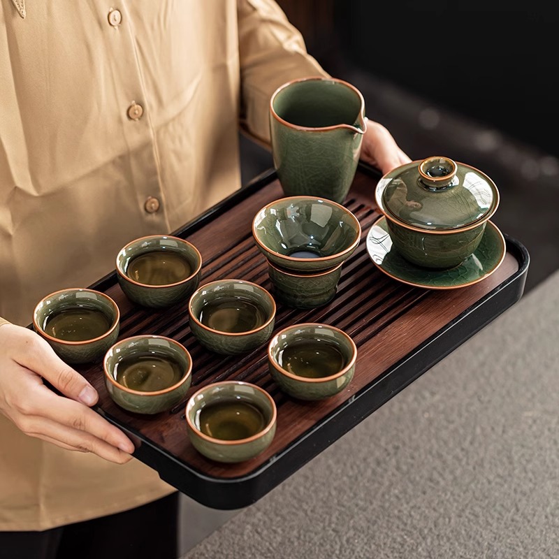 Juego de Té Kung Fu Portátil de Cerámica y Bambú Anti-escaldado para Viajes y Oficina image 4