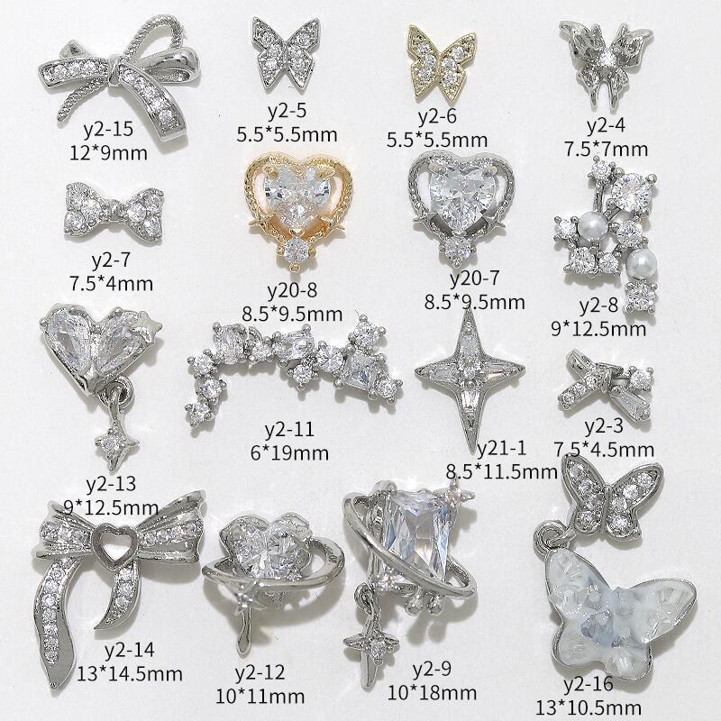New silver zircon nail diamond love bow pendant light luxury star mansions tassel diamond nail jewelry wholesale
