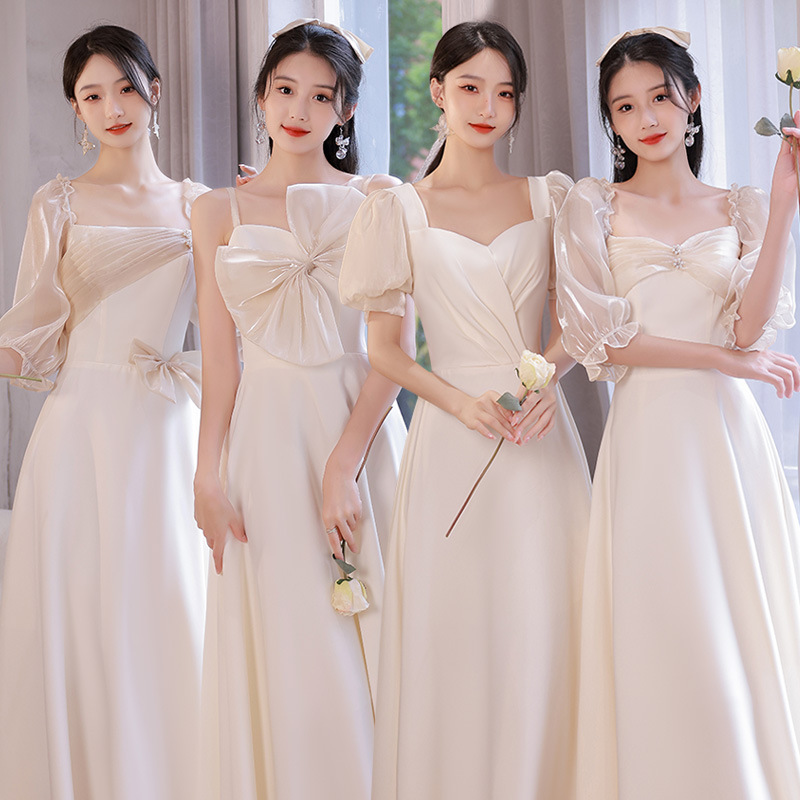 Bridesmaid Dresses 2026 New Summer Style Fairy-Like Long Champagne-Colored Gown for Women, Slimming, High-End, Niche Bridesmaid Dresses 2026 New Summer Style Fairy-Like Long Champagne-Colored Gown for Women, Slimming, High-End, Niche
