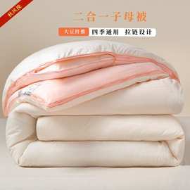 A类母婴级大豆纤维四季子母被二合一拉链款被子冬季加厚保暖被芯