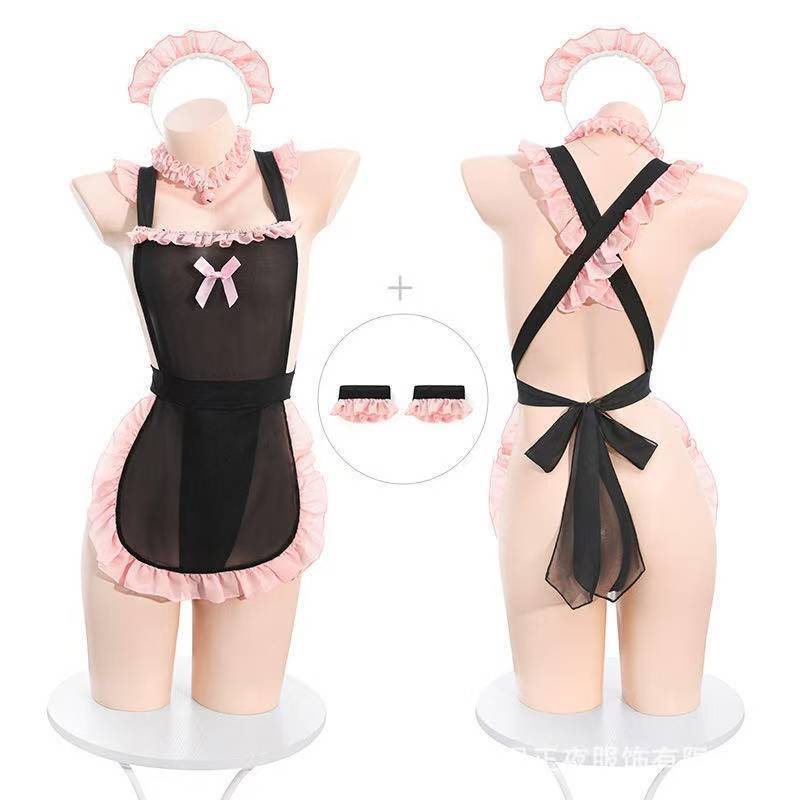 Maid Roleplay Lingerie Set, Polyester Uniform Costume, One Size, Bagged — detail image 6