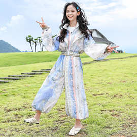 女童秋装套装2023新款洋气儿童装大童休闲网红女孩波西米亚两件套