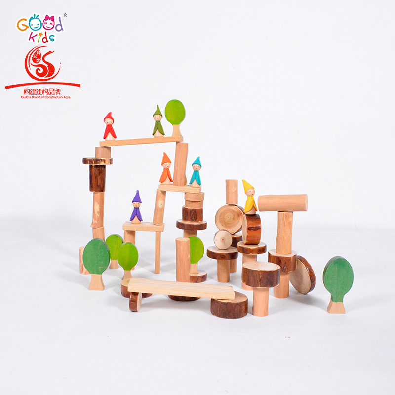 Kindergarten Building Blocks Children's Educational Building Toys Solid Wood Unit Wood Log Clear Water Material Nature Building Blocks