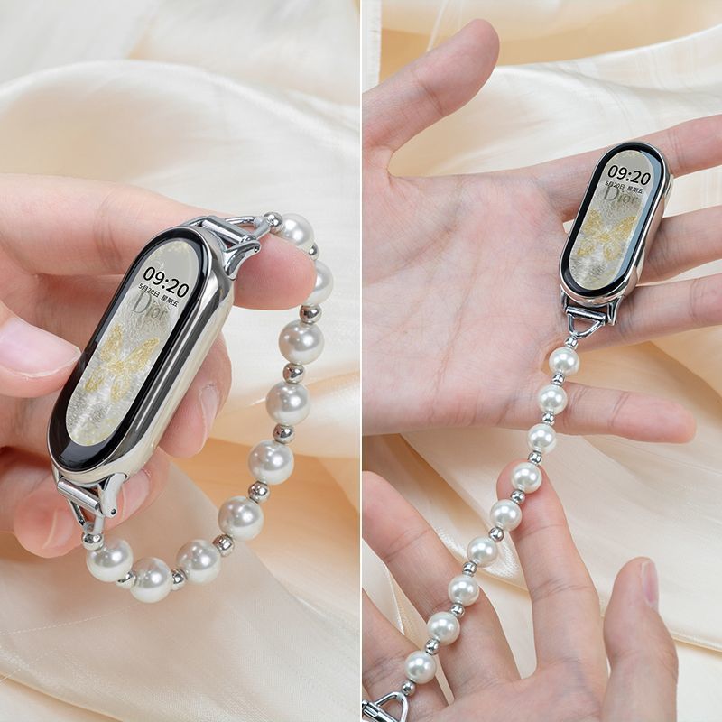 Suitable for Xiaomi Mi Band 10Nfc Ceramic Version 98765 Watch Strap Chain High-End Pearl Small Fragrance Chain Beaded Wristband