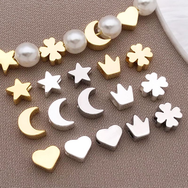 18K ゴールデン光沢のある五芒星ムーンラブビーズ DIY ジュエリーアクセサリーピアスビーズネックレスブレスレットスペーサー|undefined