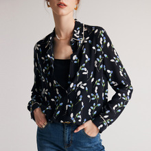 真丝衬衫女2025春夏新款砂洗双绉印花杭州丝绸长袖桑蚕丝上衣