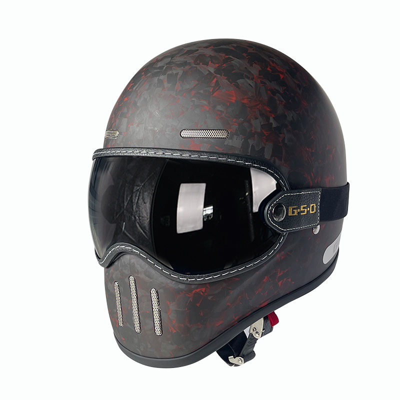 Motosiklet kaskı (dəbilqə) — Motuoche Full Helmet Electric - matte-red-forged-black-tea-visor-m55-56