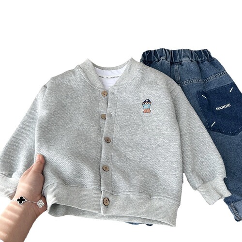 2024 Spring Children's Clothing Boys Children's Cotton Texture Stretch Korean Version Cartoon Baseball Uniform Jacket Wholesale Shipping