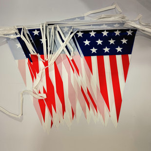 Wholesale Independence Day Pennant Banner Flag Party Layout Flag Bar Decoration PE Triangle Flag Hanging Flag