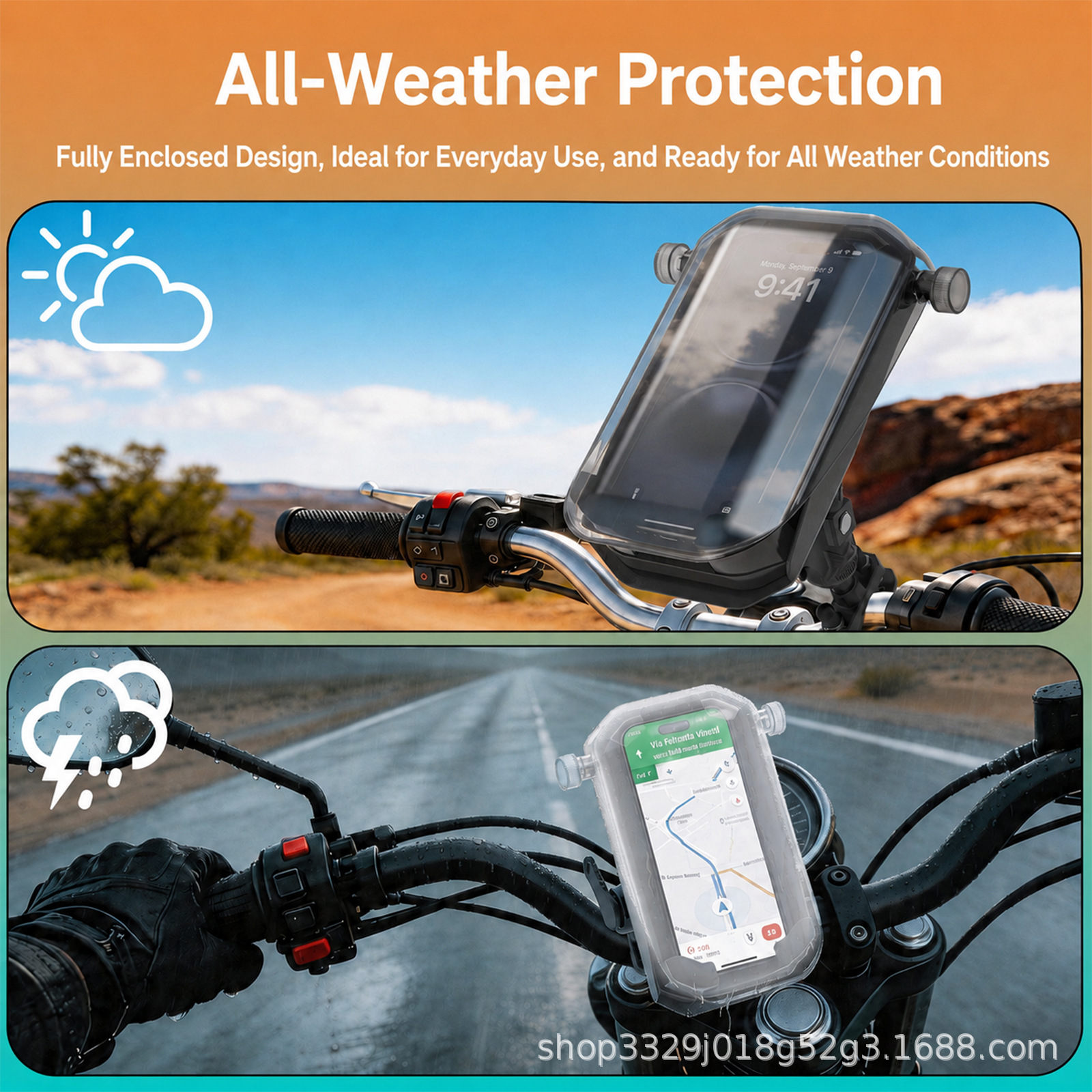 Motorcycle Shockproof Navigation Phone Holder Cross-Border Delivery Riding Outdoor Electric Vehicle Rainproof Phone Support Stand