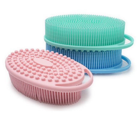 厂家现货带挂环硅胶洗澡刷宝宝沐浴清洁按摩洗澡刷双面硅胶洗澡刷