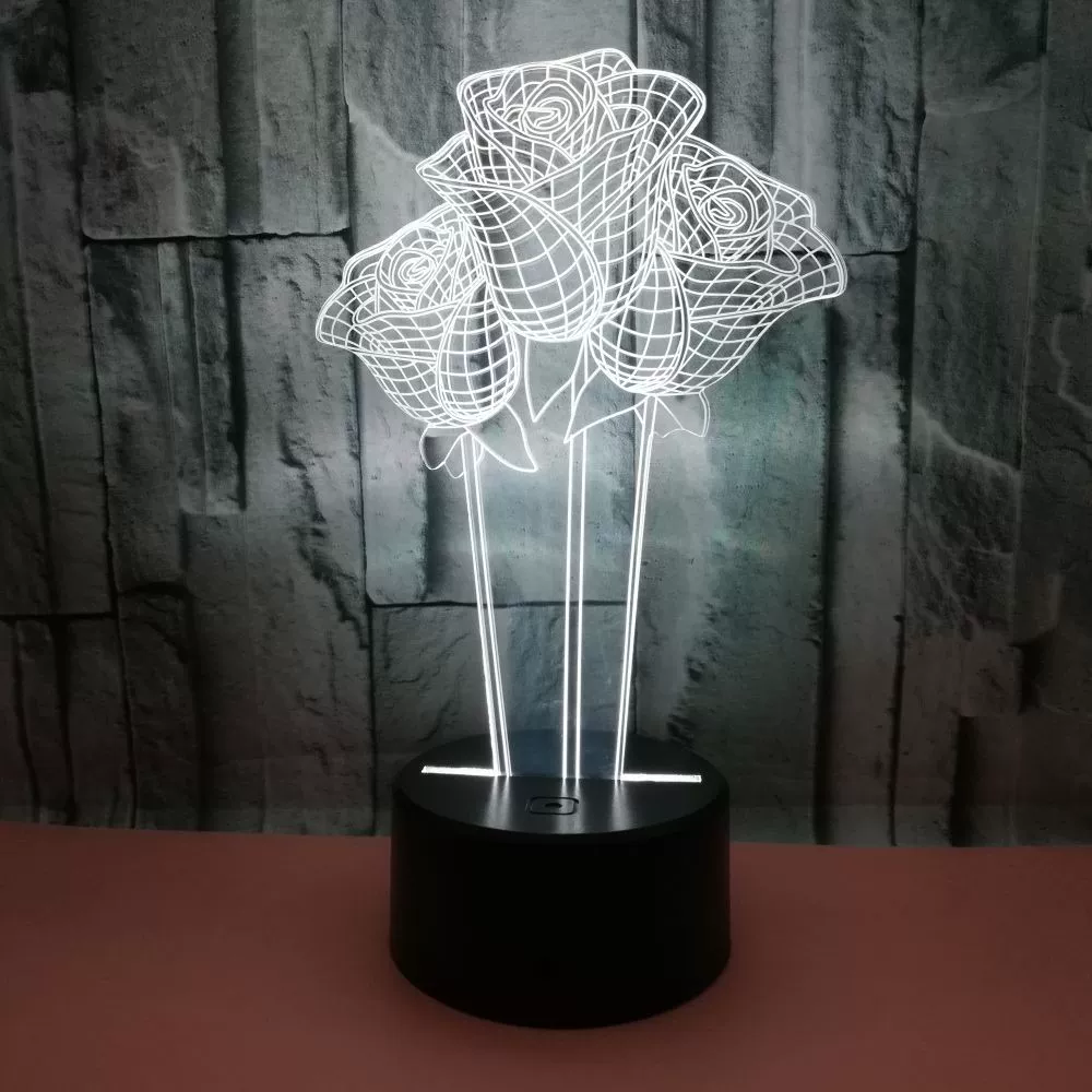 Rose acrylic 3D LIGHT LED MODERN Living Table Lamp Micro US