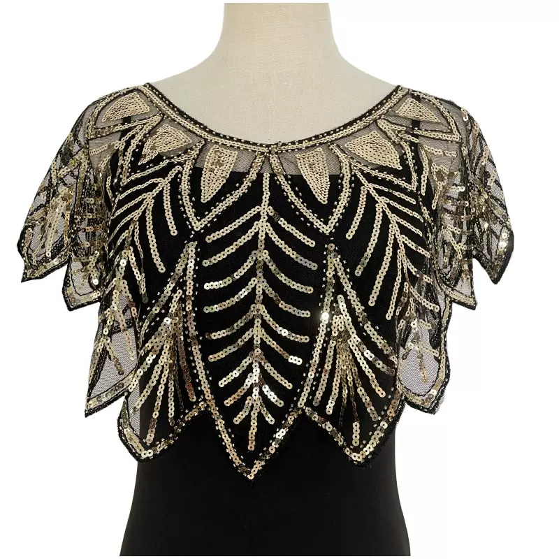 复古披肩小外套 网纱亮片开衫欧美短款礼服舞会披肩斗篷 婚纱外披