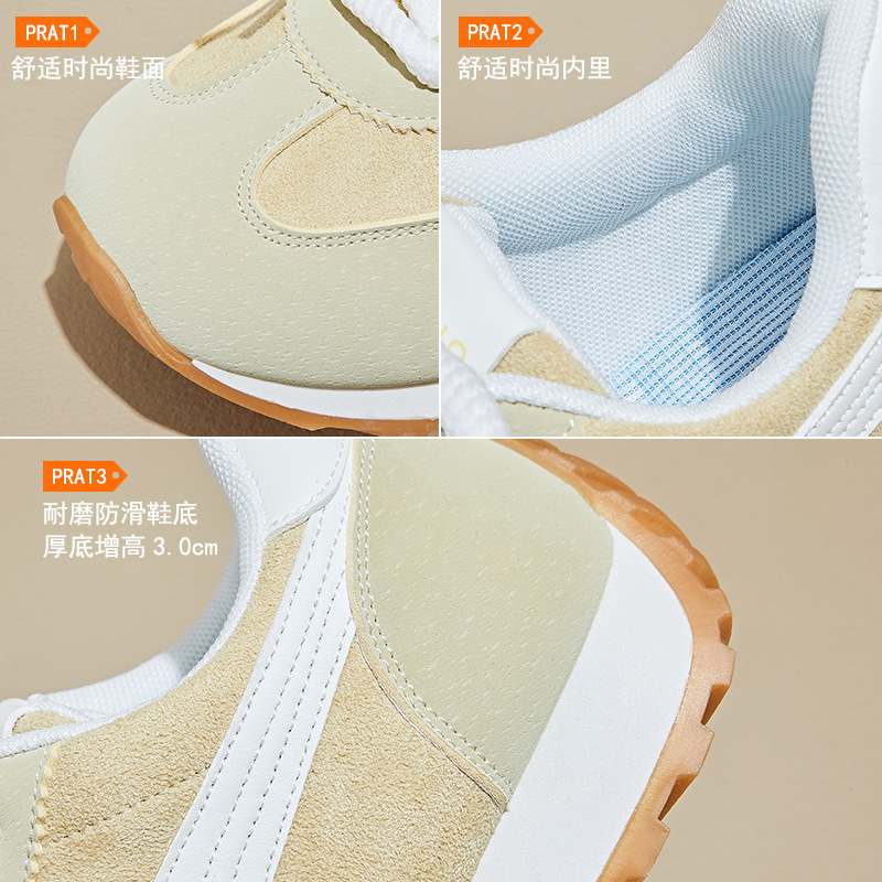 Tenis Deportivos Estilo Retro para Mujer B887, PU, Suela de Caucho, con Aumento de Estatura, para Uso Diario