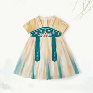Hanfu Girls' Summer Short Sleeve 2025 New Chinese Style Ancient Fairy Fashion Children's Tang Suit Dress