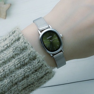 Trendy Oval Mesh Strap Watch for Women, Fashion Forest Style Quartz Watch 0603