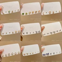 Small set, fashionable design earrings, silver 925 sample, simple and elegant design, light luxury style, high-quality style, trend of season