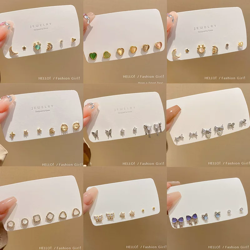 Small set, fashionable design earrings, silver 925 sample, simple and elegant design, light luxury style, high-quality style, trend of season