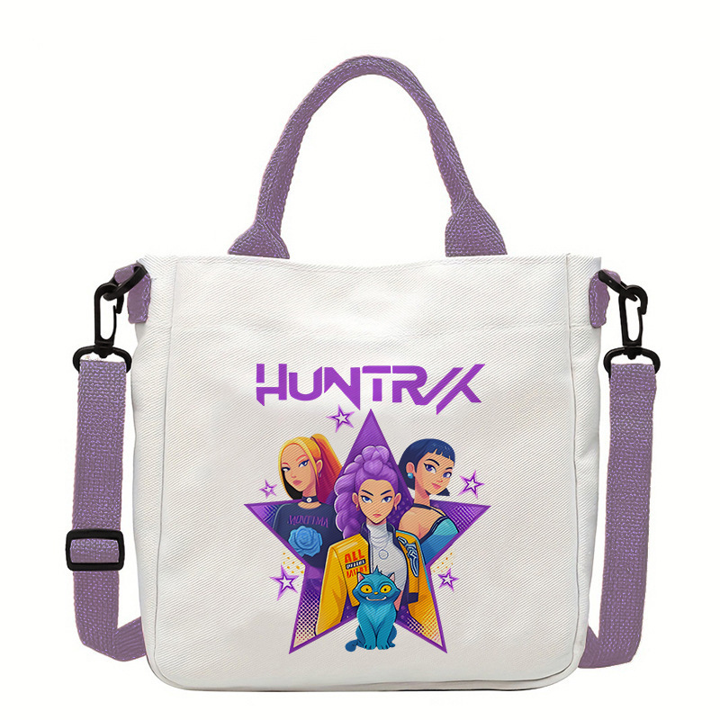 Cross-Border Messenger Bag Kpop Hunter Witch Group Fashion Shoulder Bag Hundred Messenger Bag Women Large Capacity Canvas Handbag