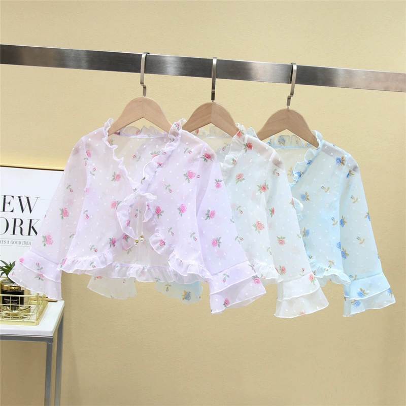 Детская солнцезащитная одежда Летняя девочка мать и дочь дышащий шифоновый солнцезащитный козырек открытый короткий плащ костюм для кондиционирования воздуха