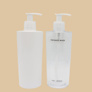 Customized 400ml Petg High-Transparency Lotion Pump Head Asymmetrical Bottle Shampoo Body Lotion Cosmetic Packaging Material